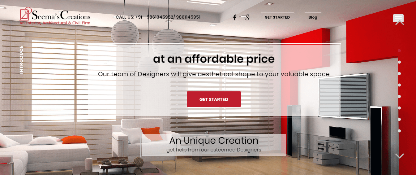 Website designing for Interior Business